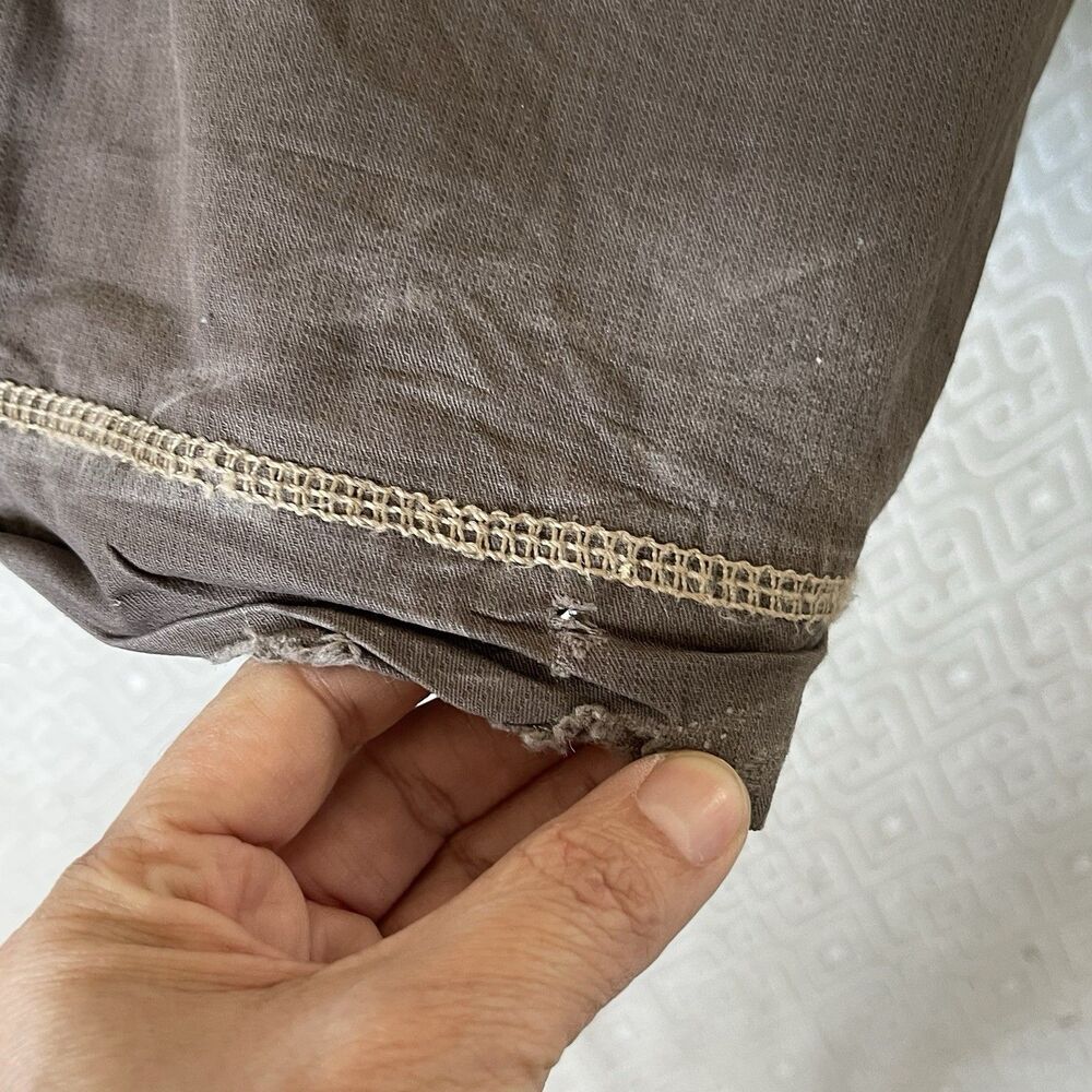 Eddie Bauer Roll Up Utility Cargo Pants Brown Contrast Stitch Y2K Gorpcore Sz 8 - Picture 15 of 16